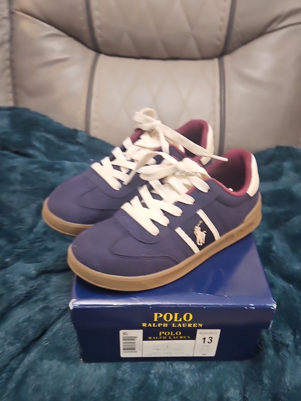 Polo by Ralph Lauren Navy Low-Top Sneakers with Gum Sole